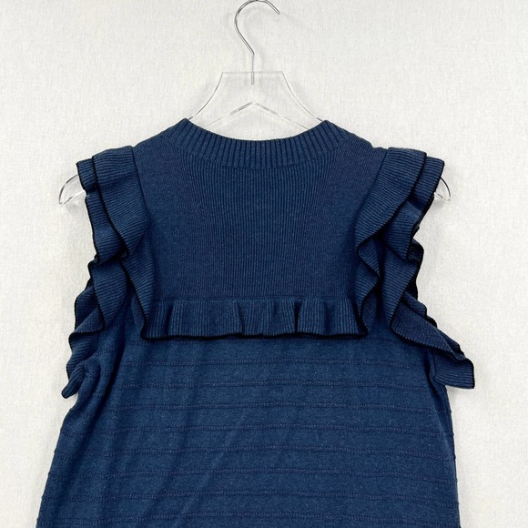 SEE BY CHLOE Dress Womens US 8 EU 44 Blue Sweater Knit Sleeveless Ruffle Trim - Picture 4 of 13